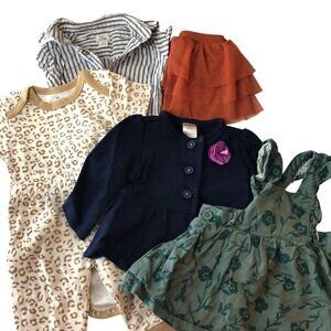 Baby Girls 3m 6 Piece Clothing Lot Outfit Dress Cardigan Leggings One Piece